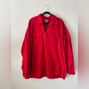 Vintage Marlboro Corduroy Pullover Shirt Half Zip Red Workwear Overshirt Men XXL